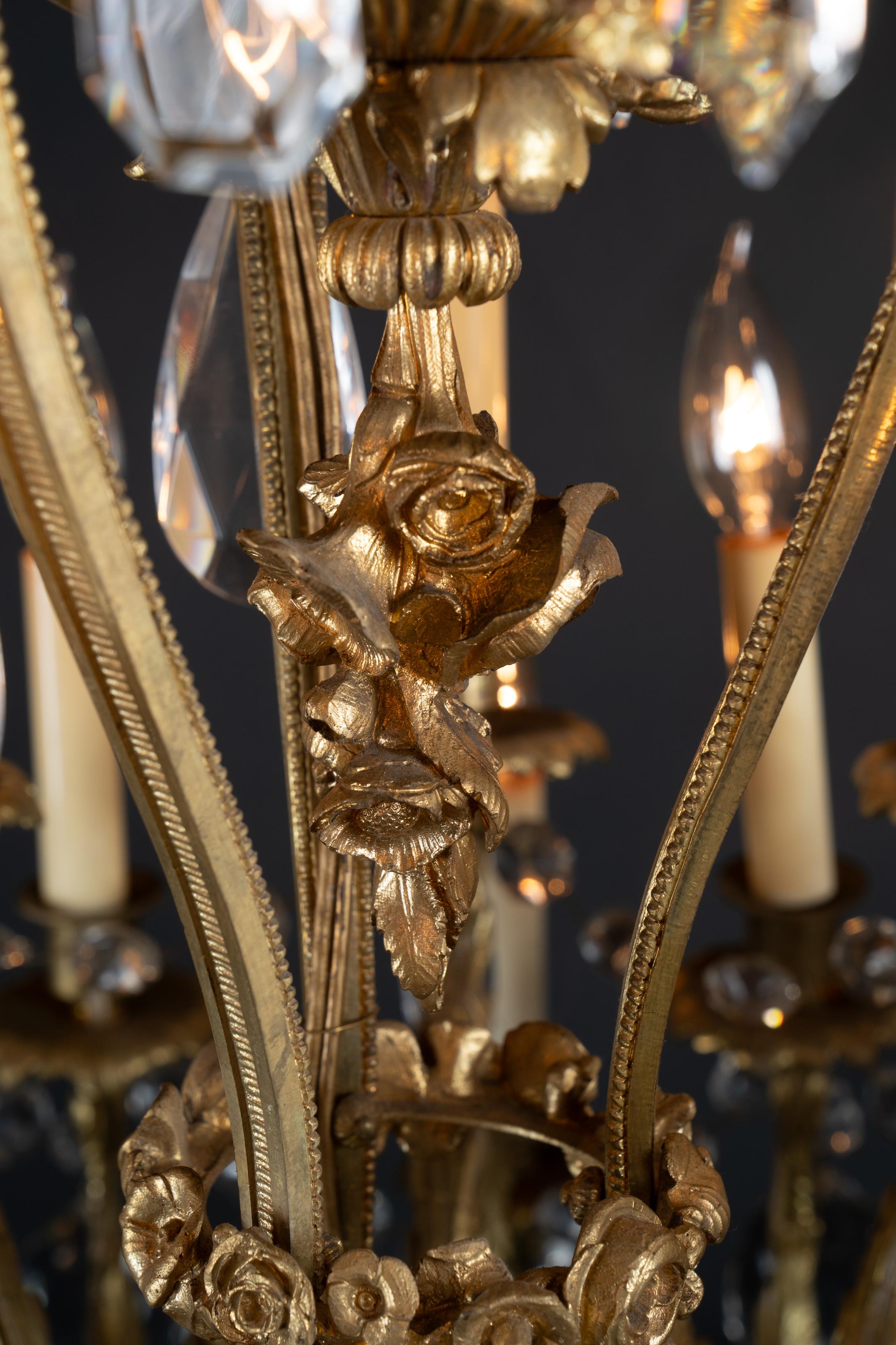 French 19th Century Baccarat Napoleon III Chandelier, Bronze d’Ore, Ram Heads For Sale 3