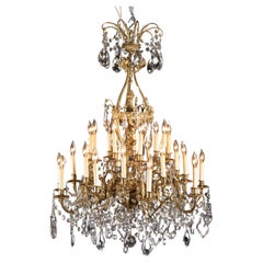 French 19th Century Baccarat Napoleon III Chandelier, Bronze d’Ore, Ram Heads