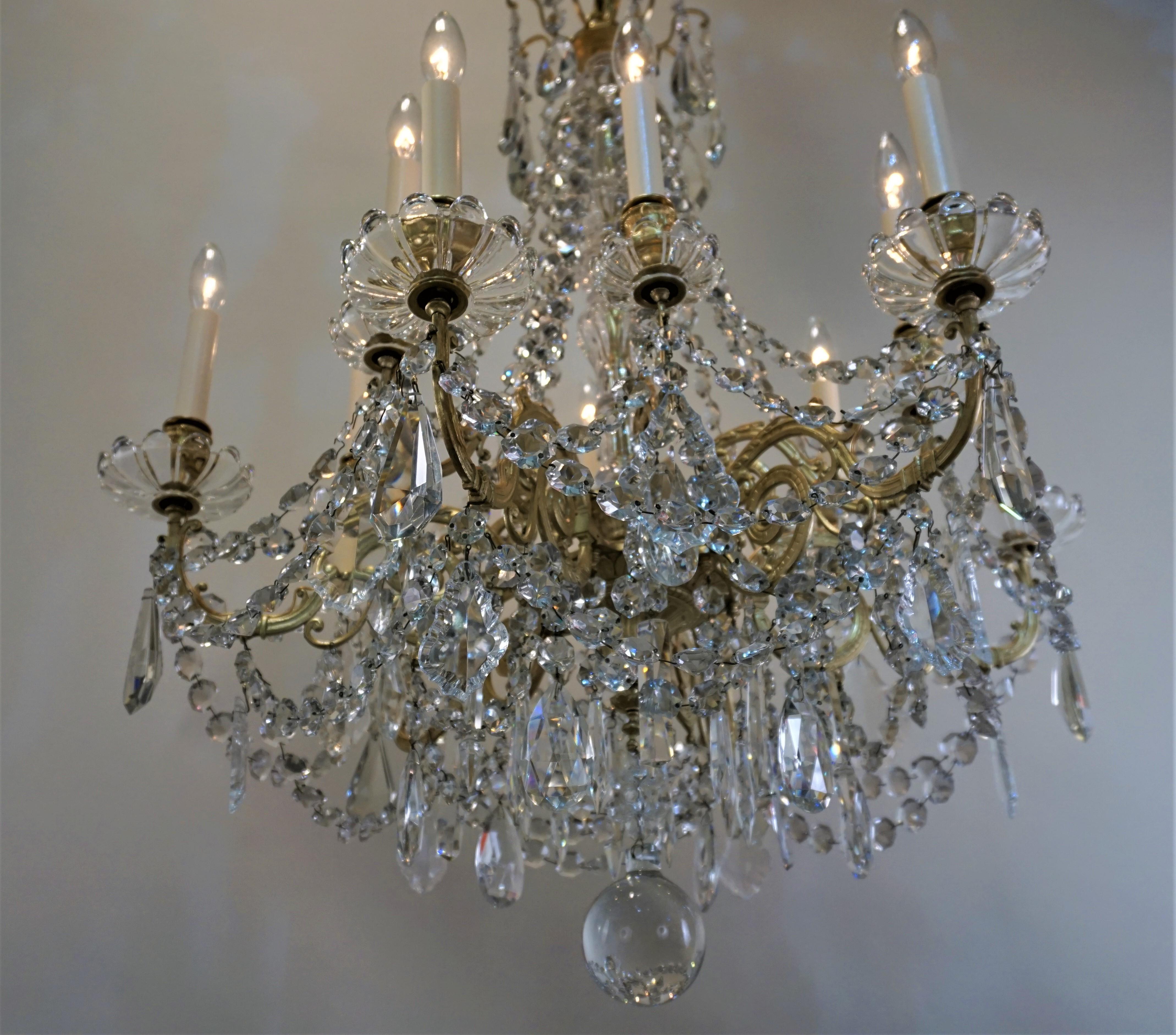 French 19th Century Baccarat Style Crystal and Bronze Chandelier 1