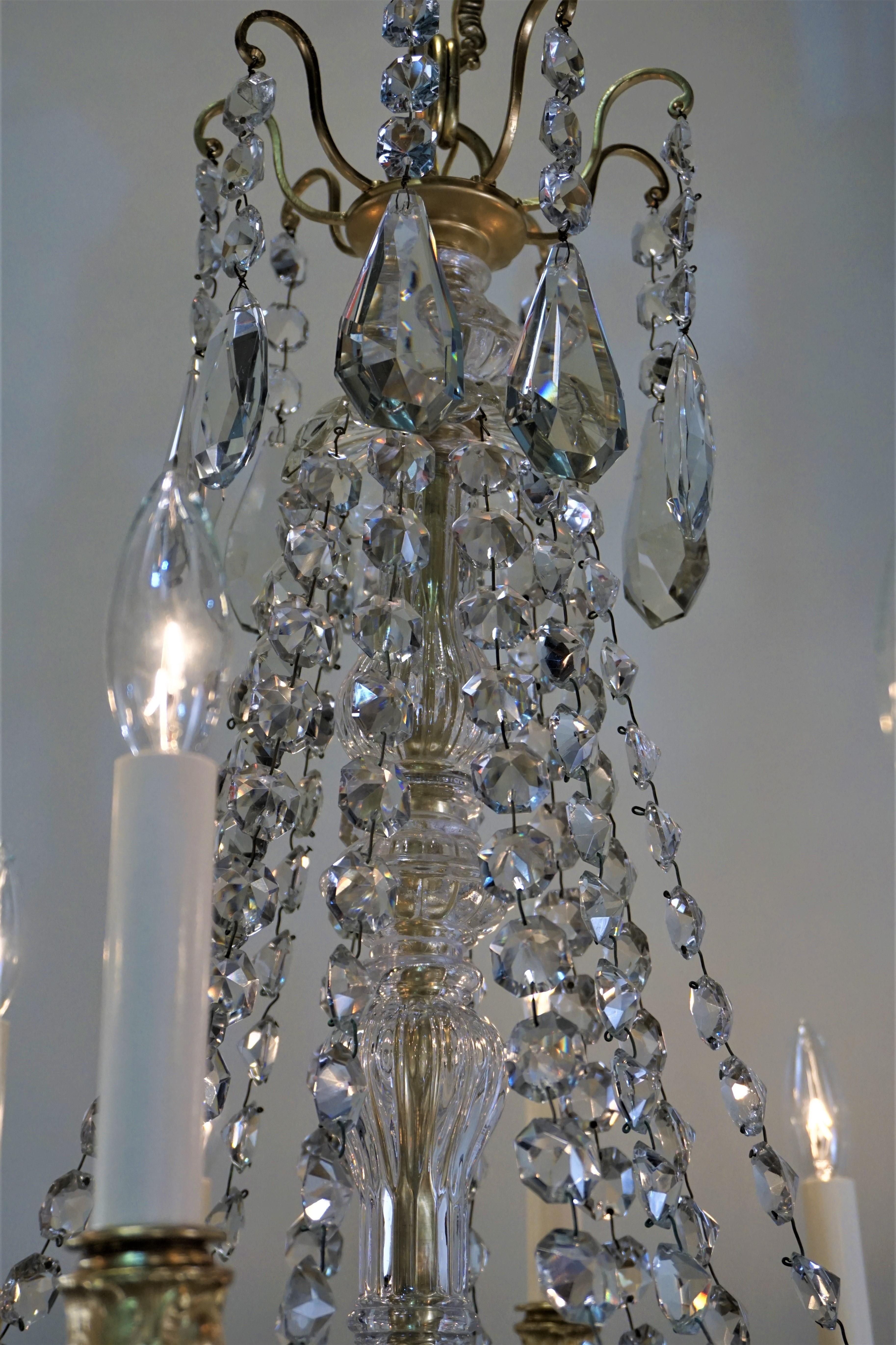French 19th Century Baccarat Style Crystal and Bronze Chandelier 5