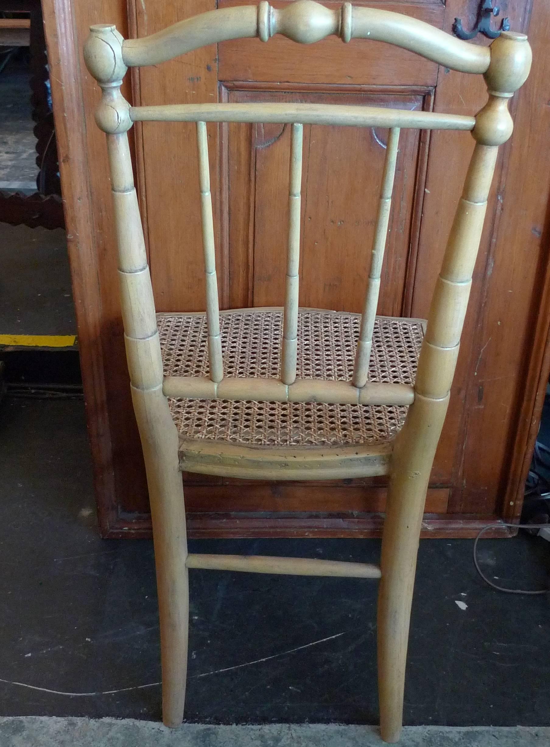 Stained French 19th Century Bamboo and Cane Side Chair