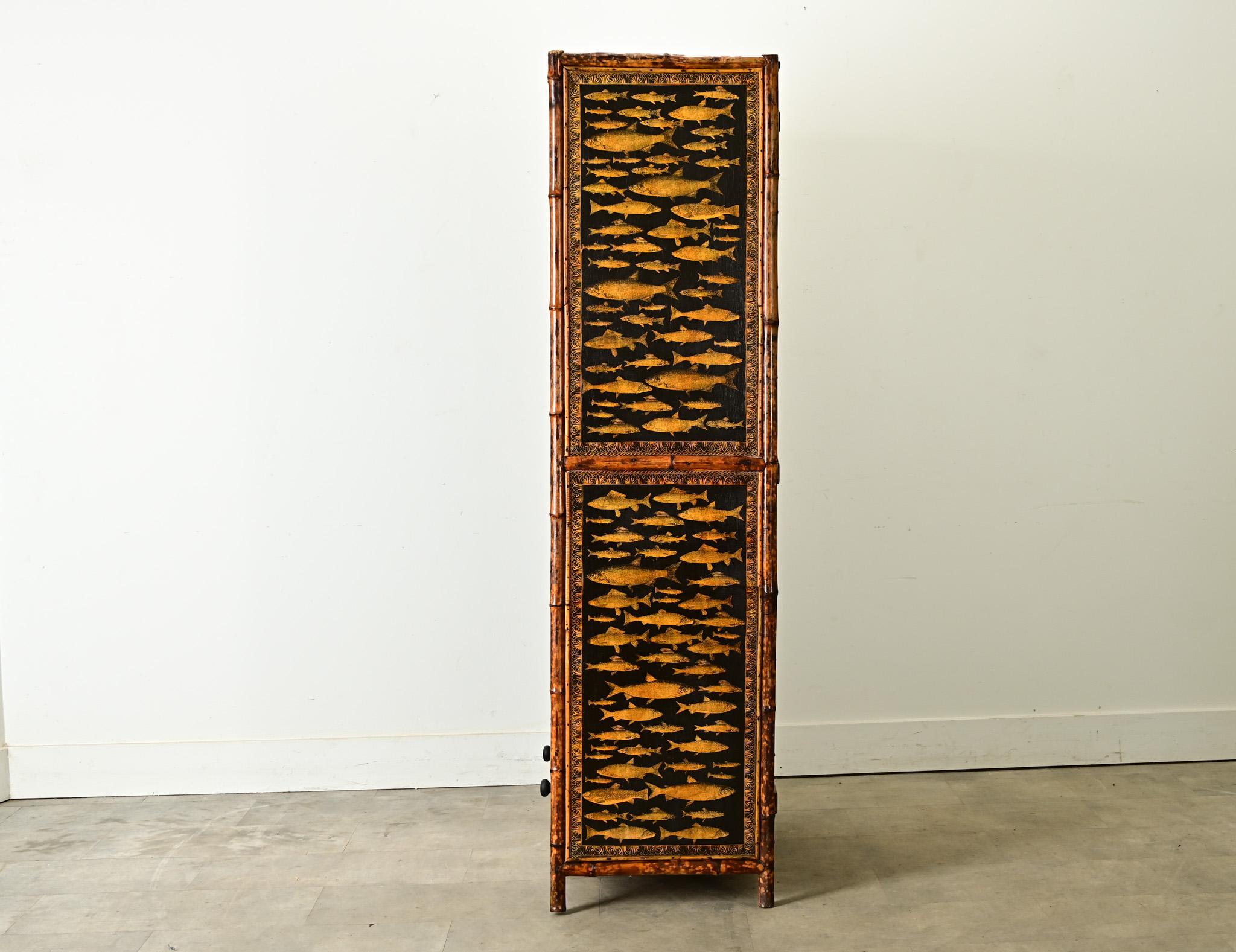 French 19th Century Bamboo & Decoupage Bookcase For Sale 7