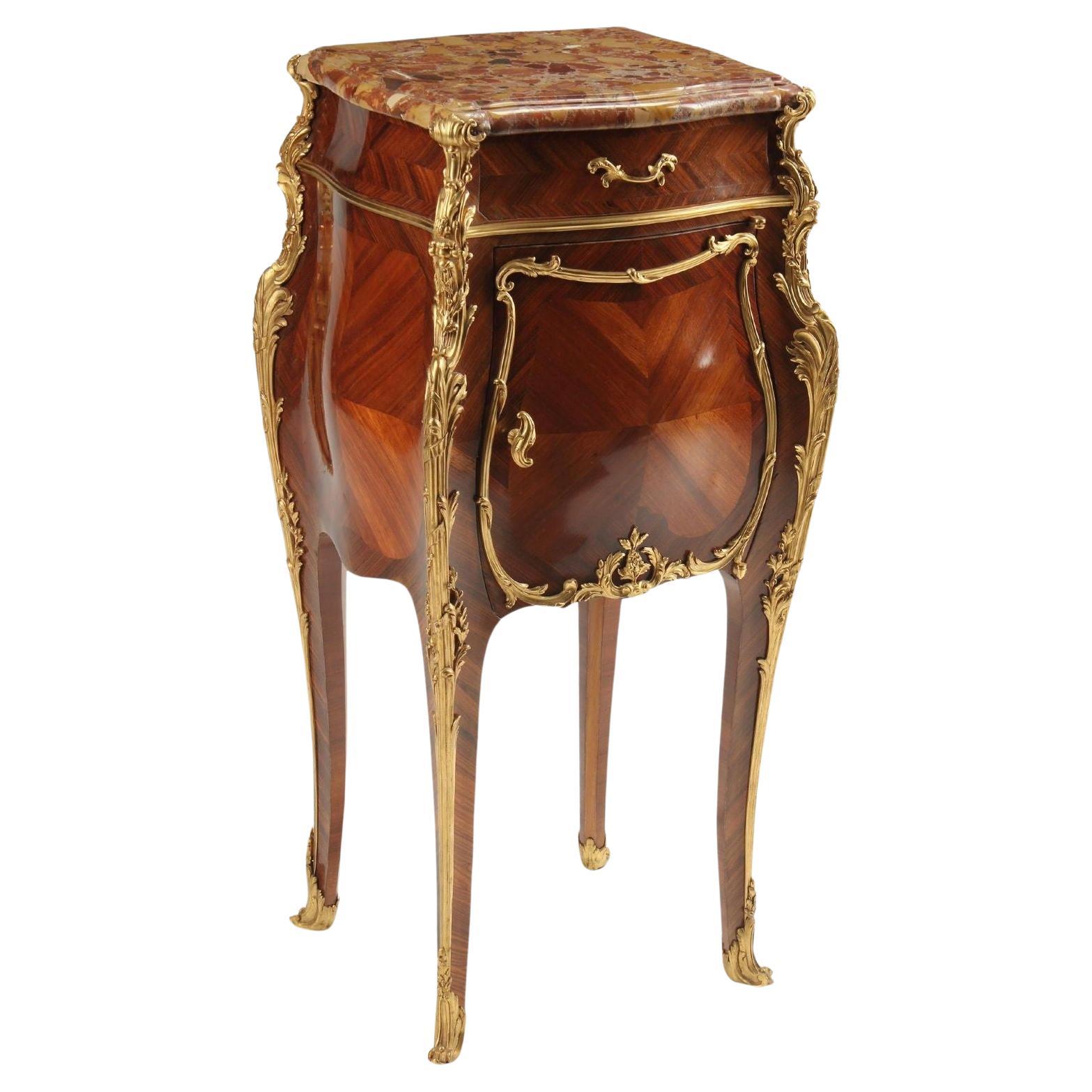 French 19th Century Bedside Cabinet w/ Marble Top Att. to Francois Linke For Sale