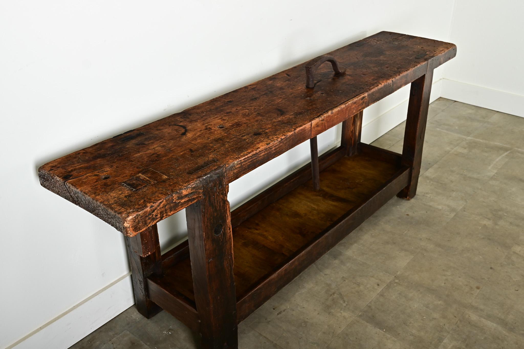 Iron French 19th Century Beech Artisan Workbench