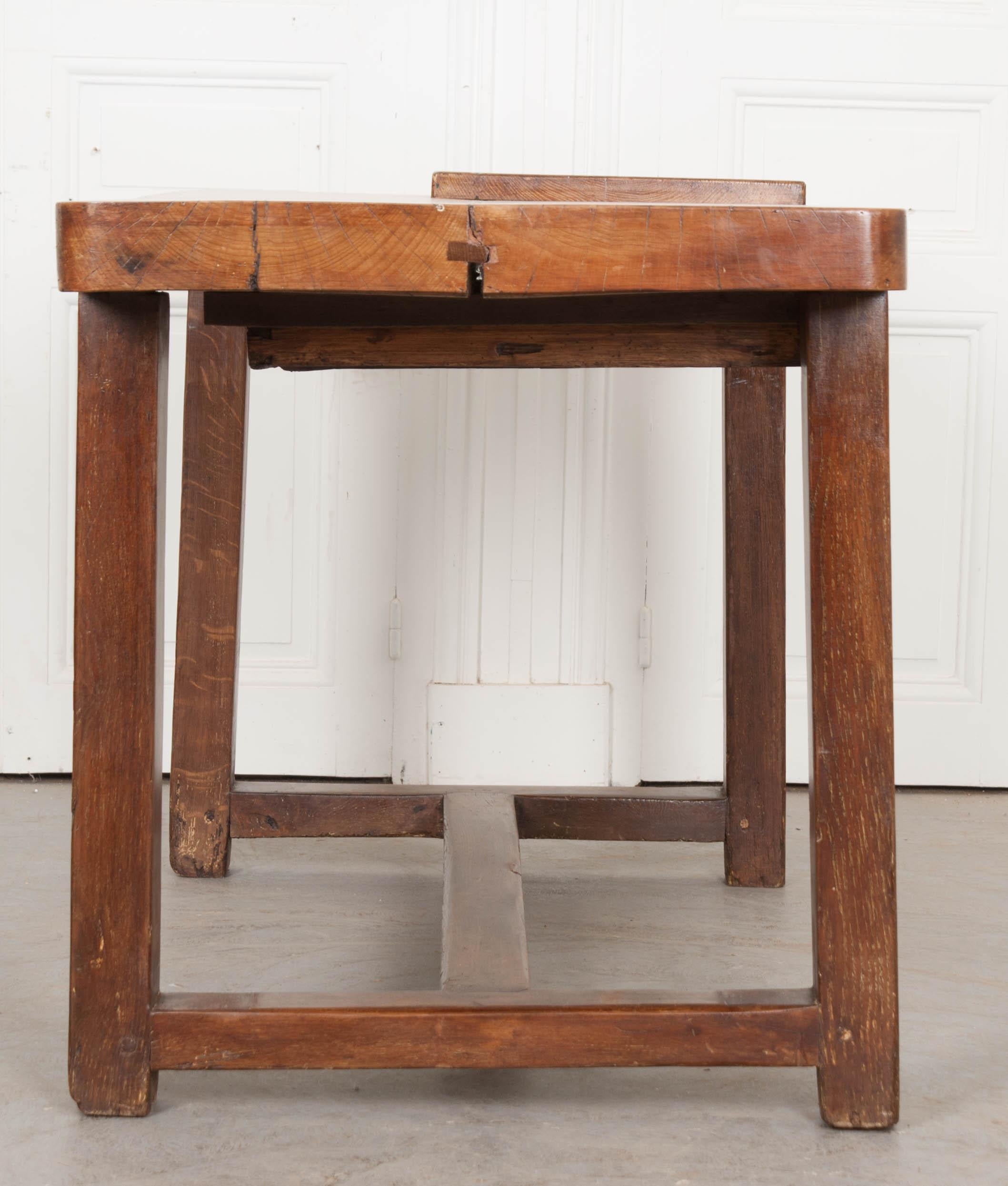 French 19th Century Beech and Oak Worktable from Burgundy 2