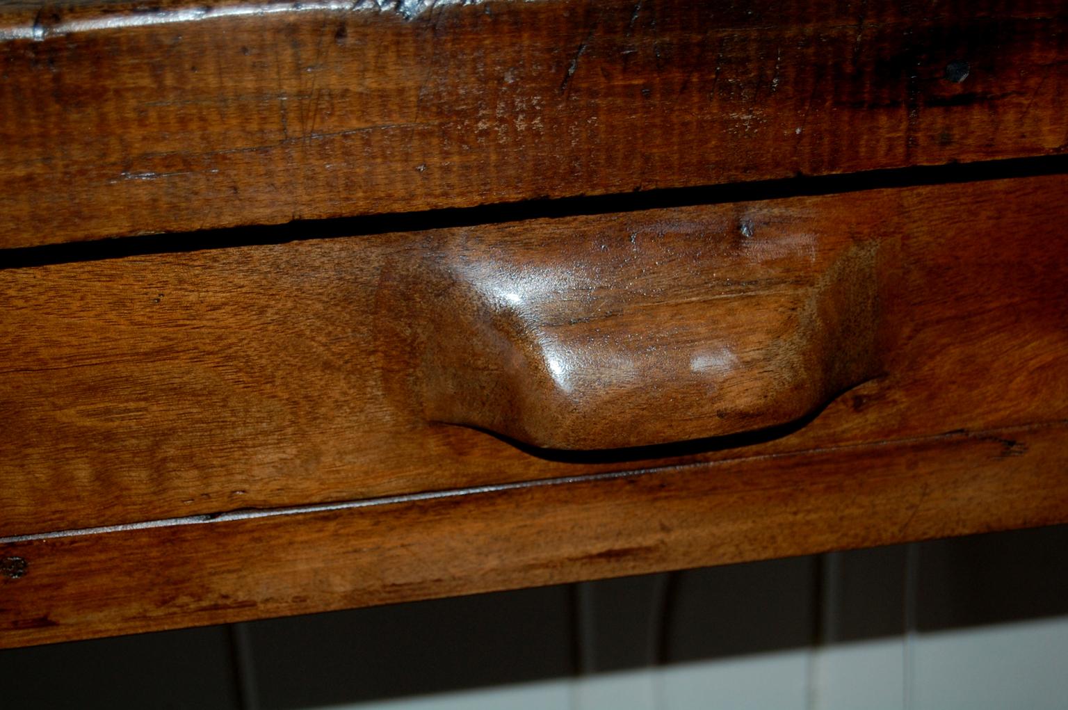 French 19th Century Beech Shoemaker's Bench Square Legs H Stretcher In Good Condition For Sale In Wells, ME