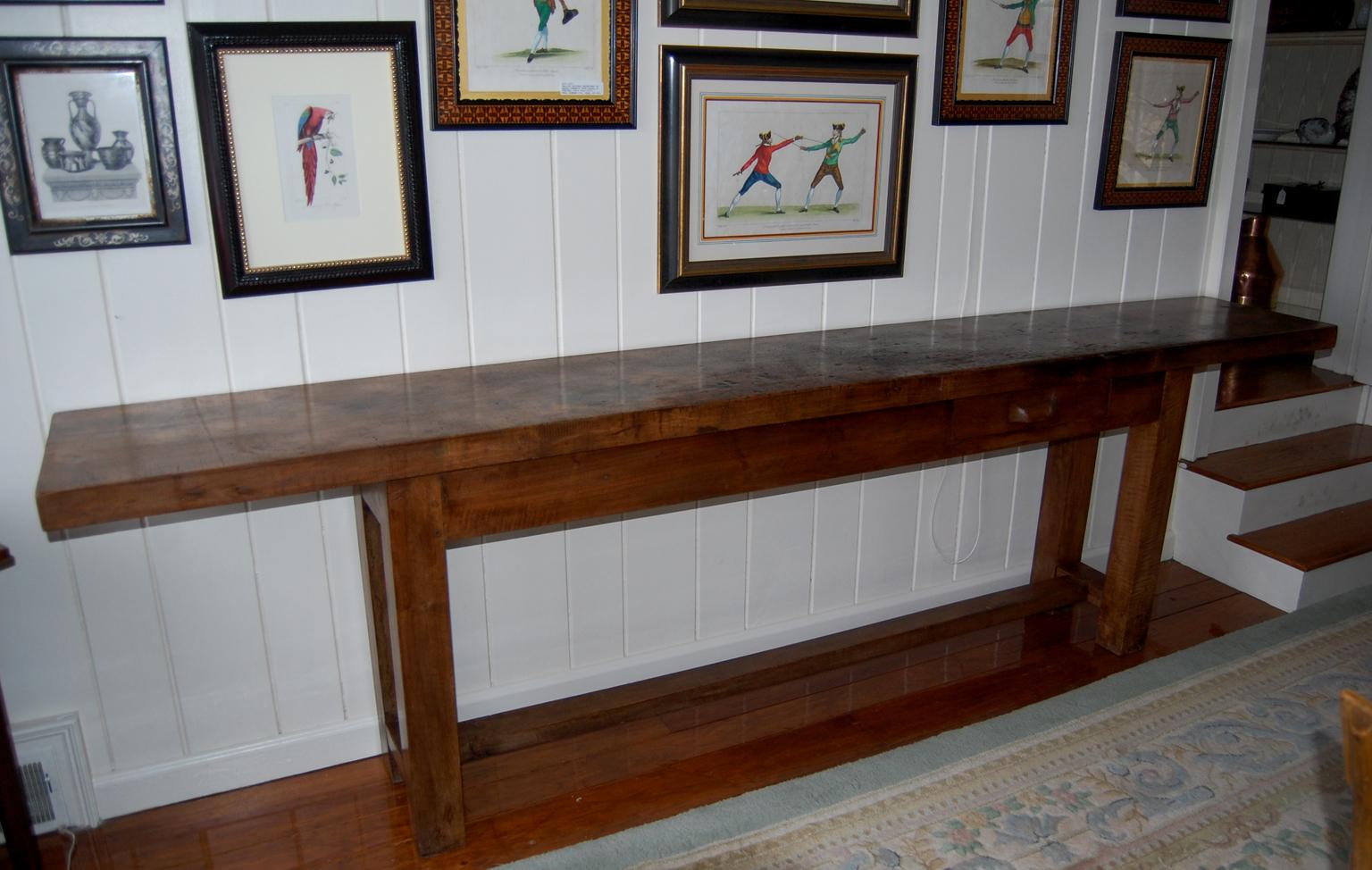 French 19th Century Beech Shoemaker's Bench Square Legs H Stretcher For Sale 3