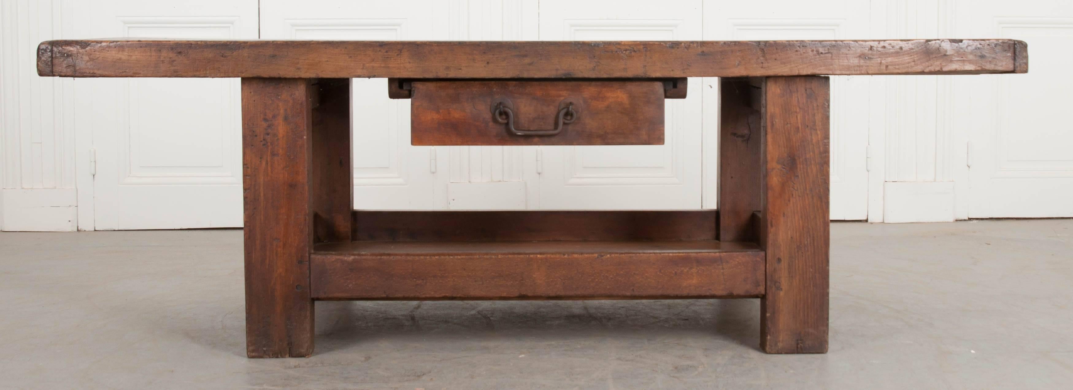 Forged French 19th Century Beechwood Work Coffee Table