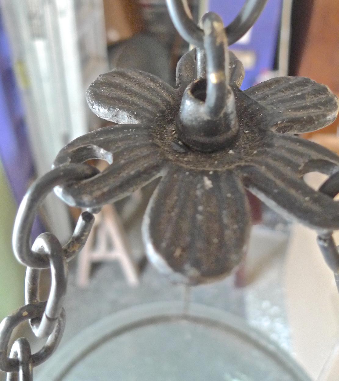 French 19th Century Bell Jar Pendant with Iron Chain Fittings and Frosted Glass 6