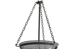 French 19th Century Bell Jar Pendant with Iron Chain Fittings and Frosted Glass