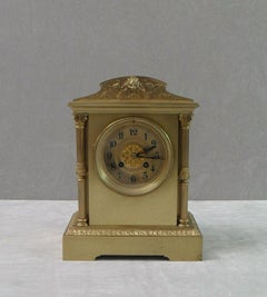 French 19th Century Belle Époque Brass and Gilt Mantel Clock