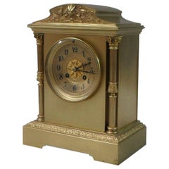 Antique French 19th Century Belle Époque Brass and Gilt Mantel Clock