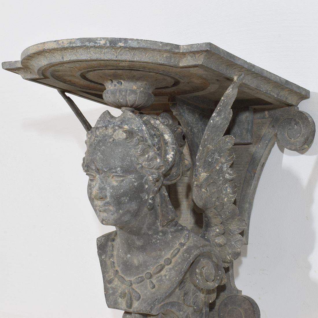 French 19th Century  Belle Epoque Cast Zinc Alloy Wall Console/Pedestal For Sale 6