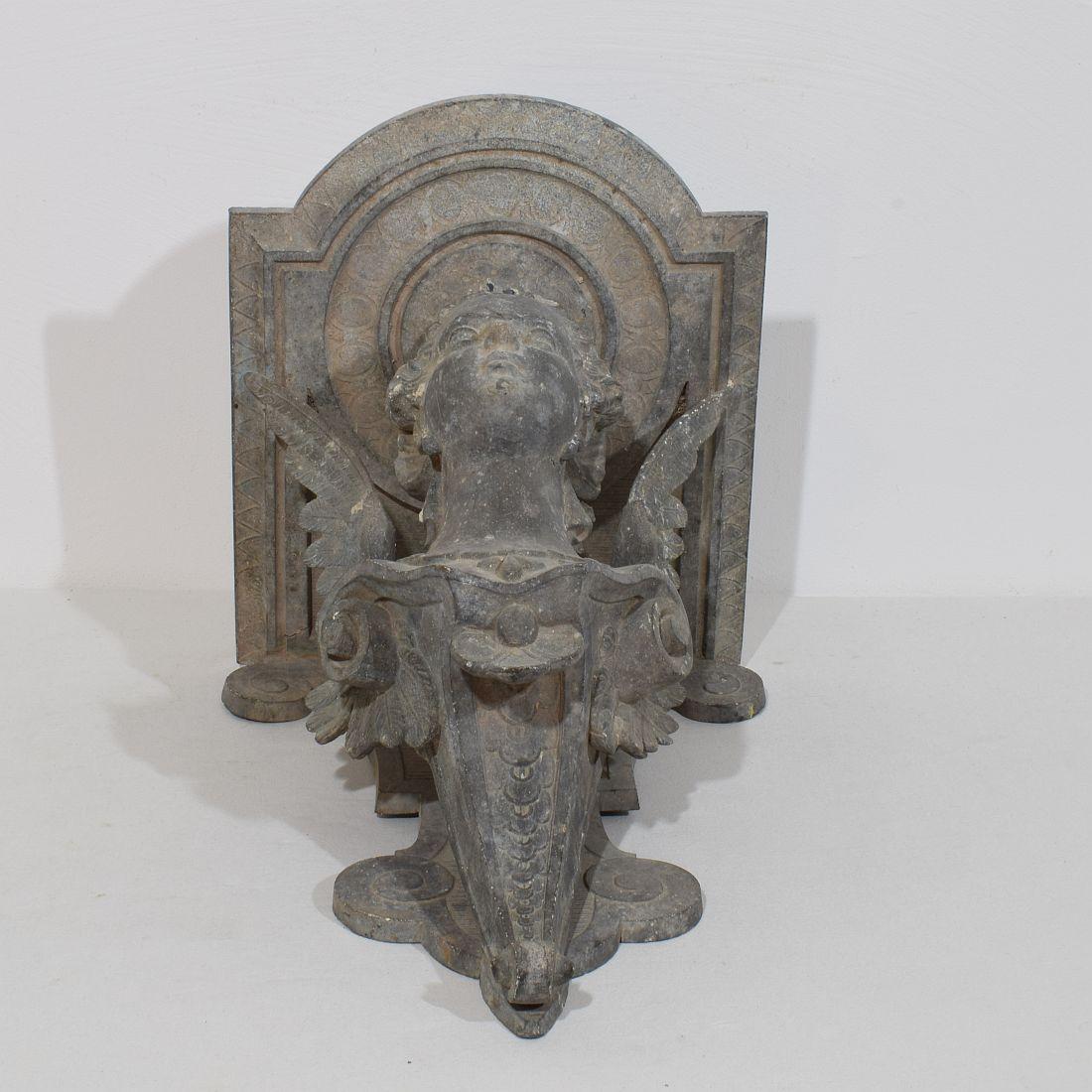 French 19th Century  Belle Epoque Cast Zinc Alloy Wall Console/Pedestal For Sale 14