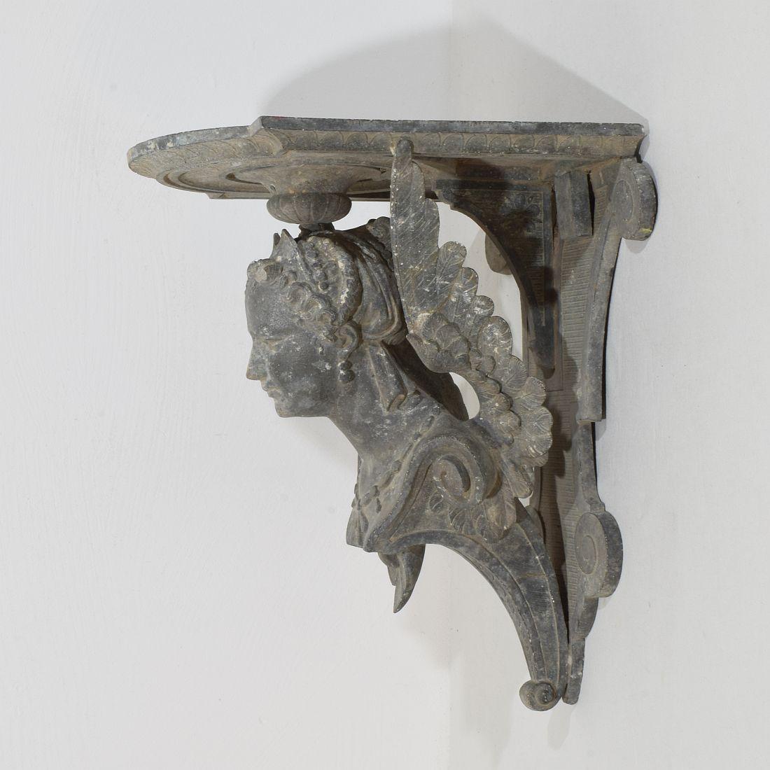 French 19th Century  Belle Epoque Cast Zinc Alloy Wall Console/Pedestal For Sale 1
