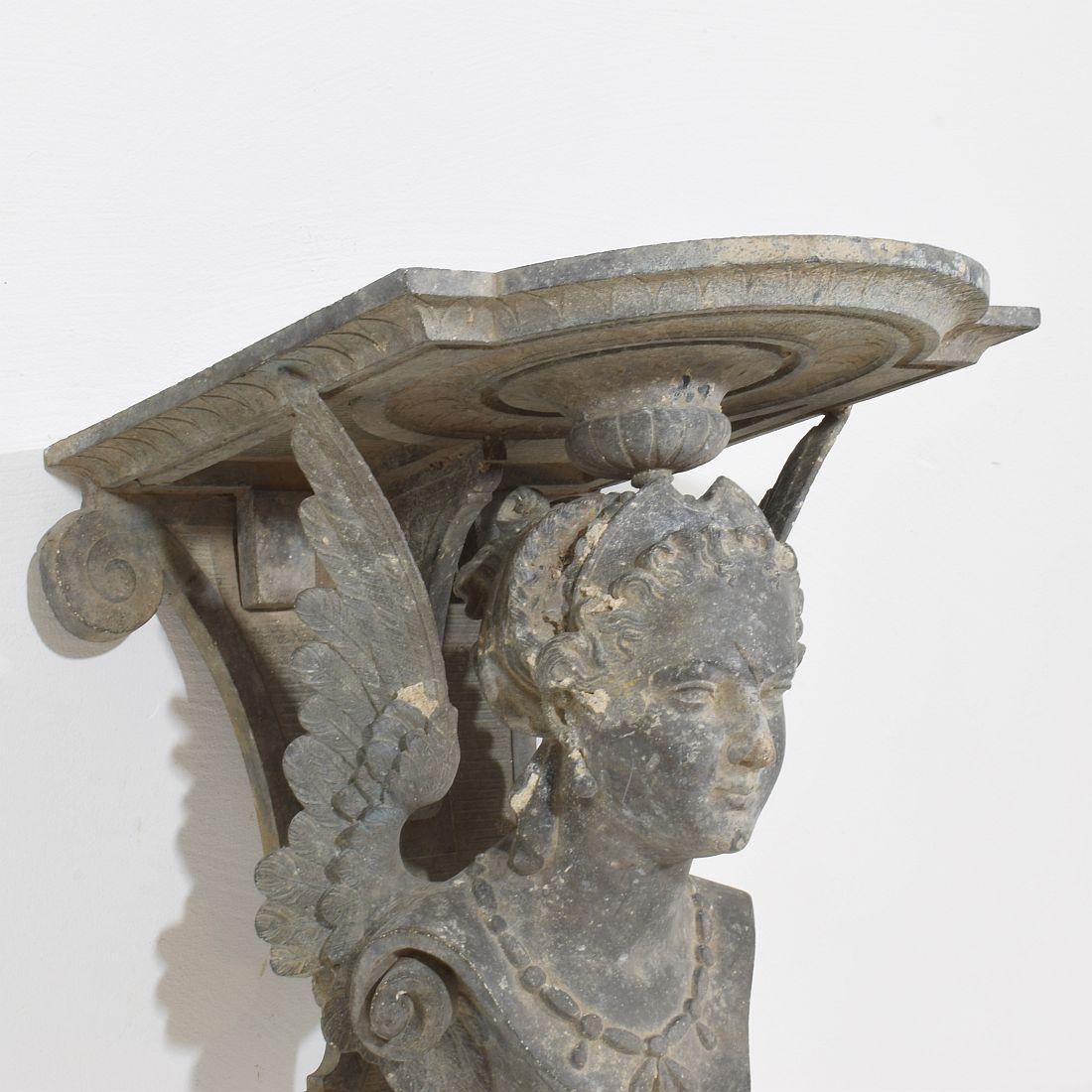 French 19th Century  Belle Epoque Cast Zinc Alloy Wall Console/Pedestal For Sale 2