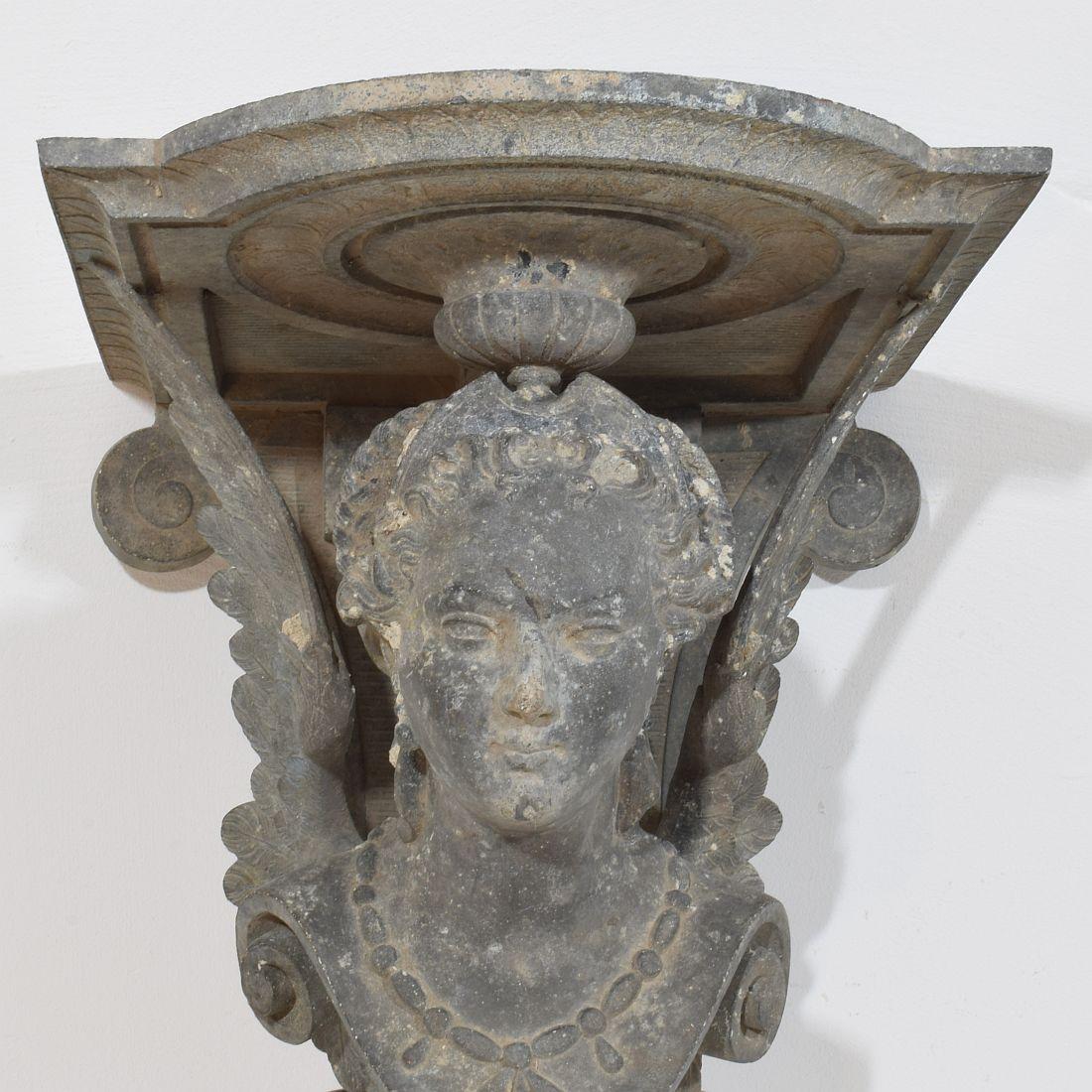 French 19th Century  Belle Epoque Cast Zinc Alloy Wall Console/Pedestal For Sale 4