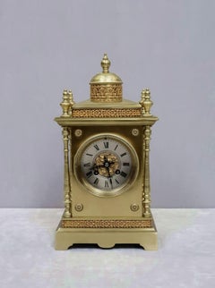 French 19th Century Belle Epoque Decorative Brass Mantel Clock by Japy  Frères