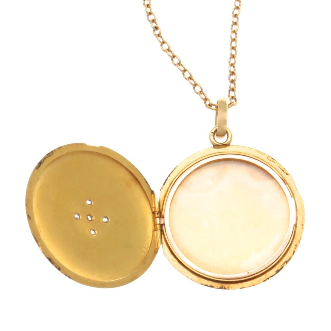 French 19th Century Belle Époque Diamond 18 Karat Gold Locket Necklace Damen