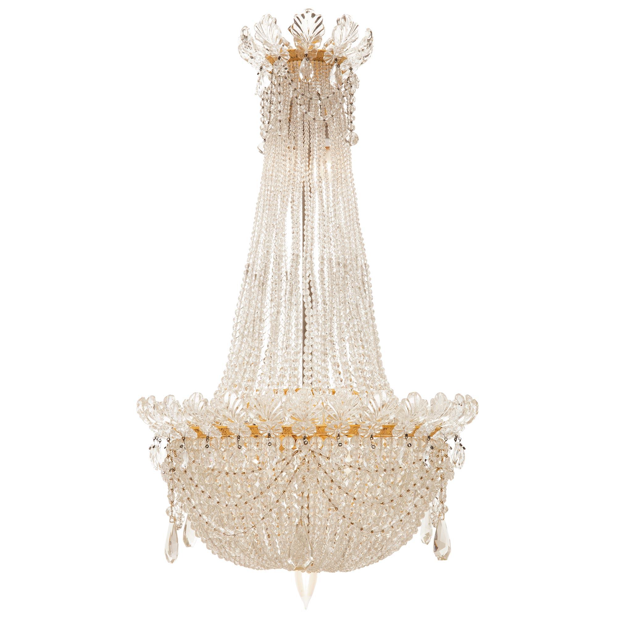 Louis XVI French 19th Century Belle Époque Period Baccarat Crystal and Ormolu Chandelier For Sale