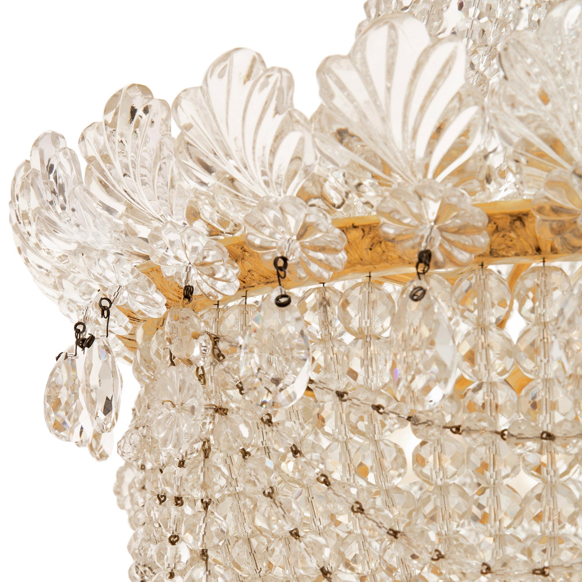 French 19th Century Belle Époque Period Baccarat Crystal and Ormolu Chandelier For Sale 2