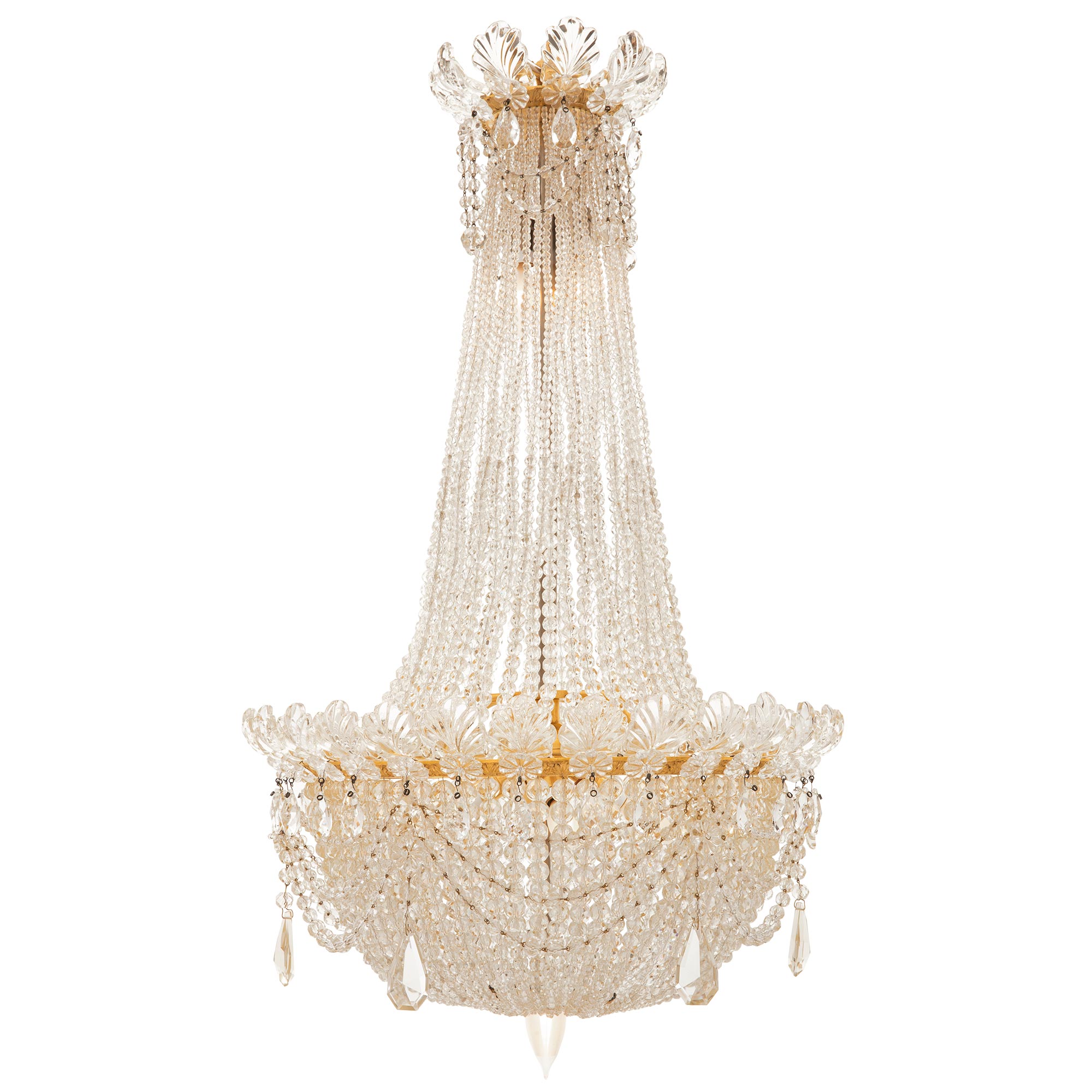 French 19th Century Belle Époque Period Baccarat Crystal and Ormolu Chandelier For Sale