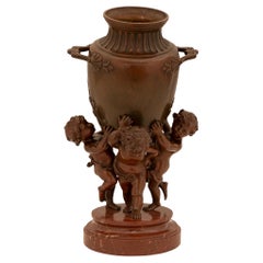 Französische Urne aus Bronze und Marmor aus der Belle Epoque des 19. Jahrhunderts