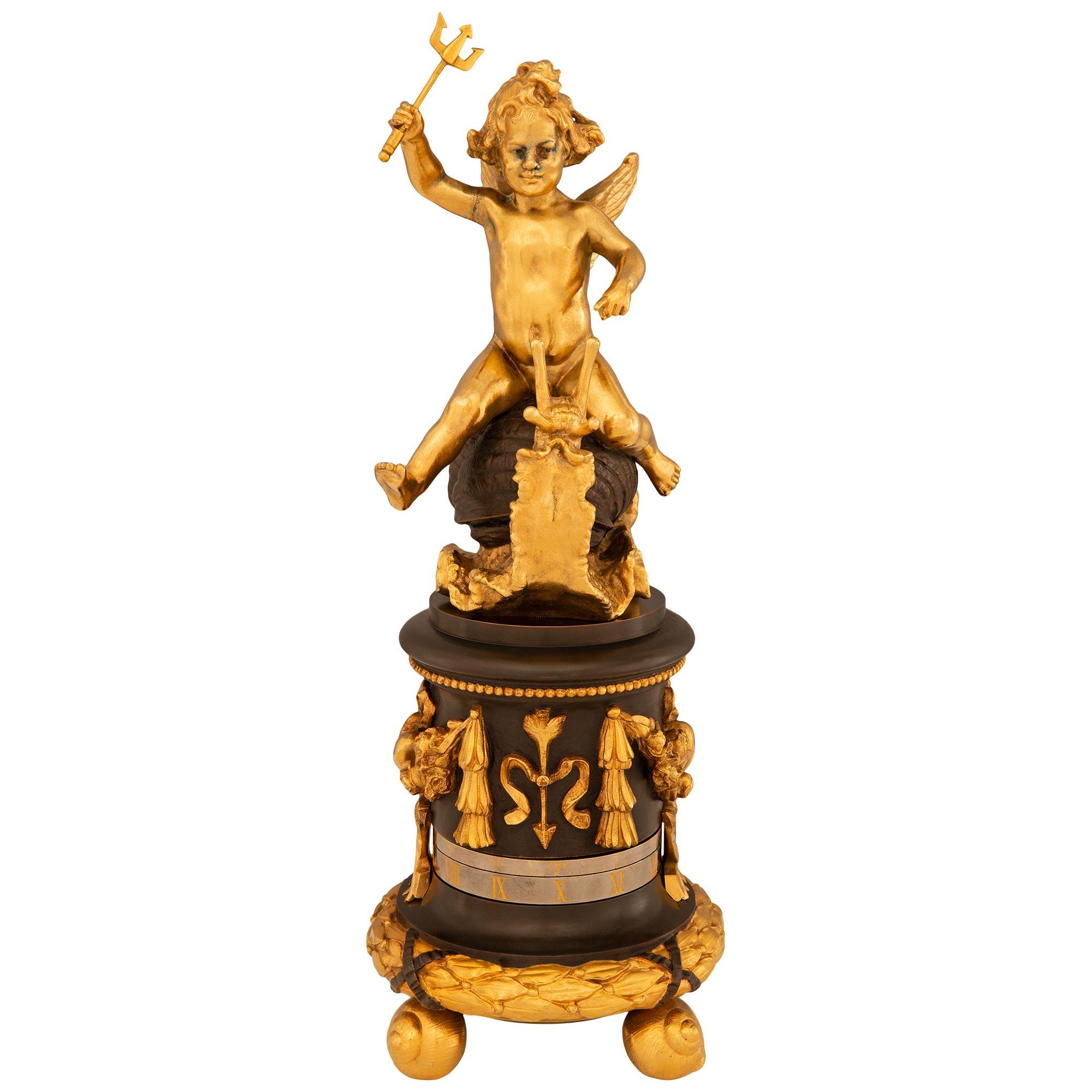 Horloge annuelle en bronze et bronze doré du 19e siècle, d'époque 