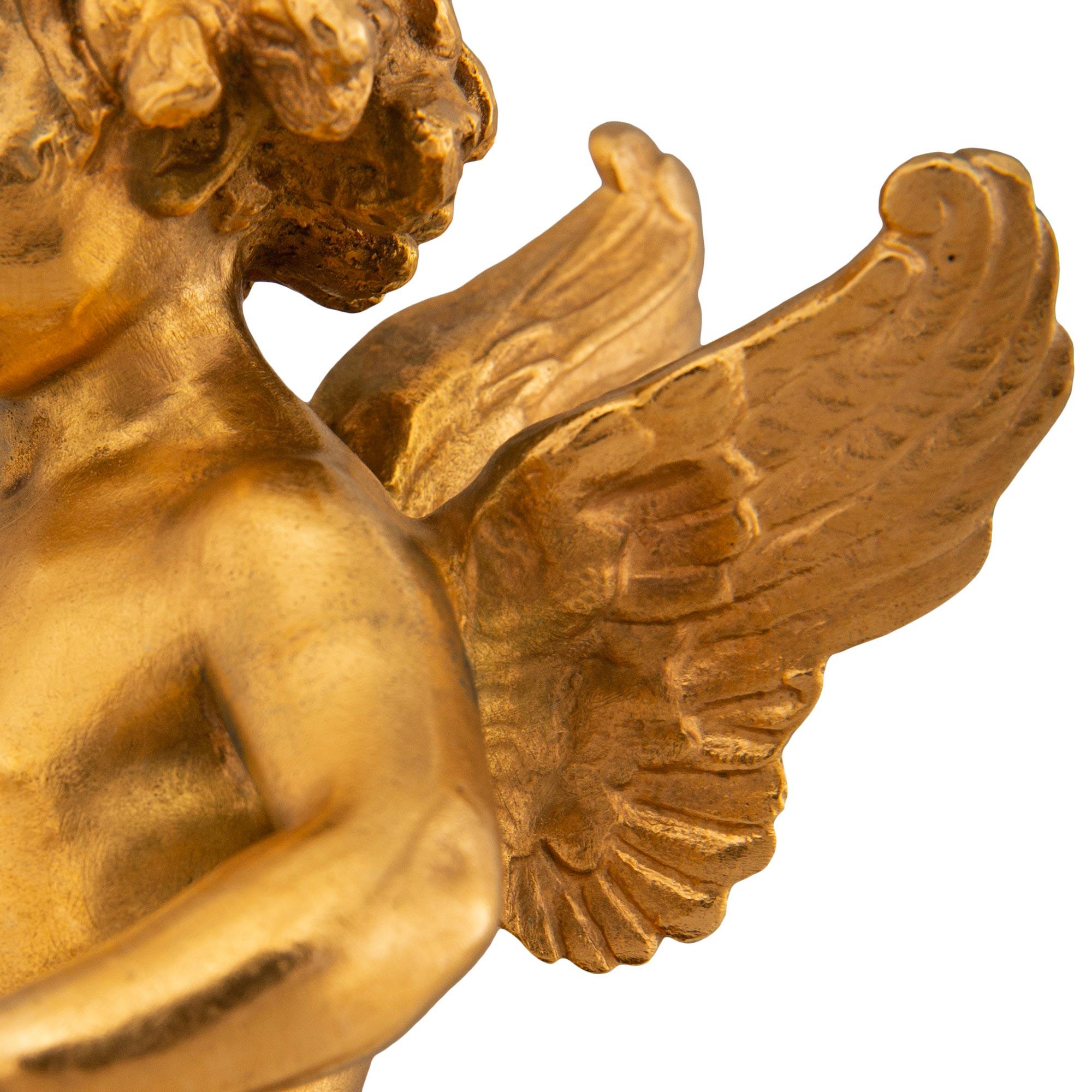 Patiné Horloge annuelle en bronze et bronze doré du 19e siècle, d'époque 