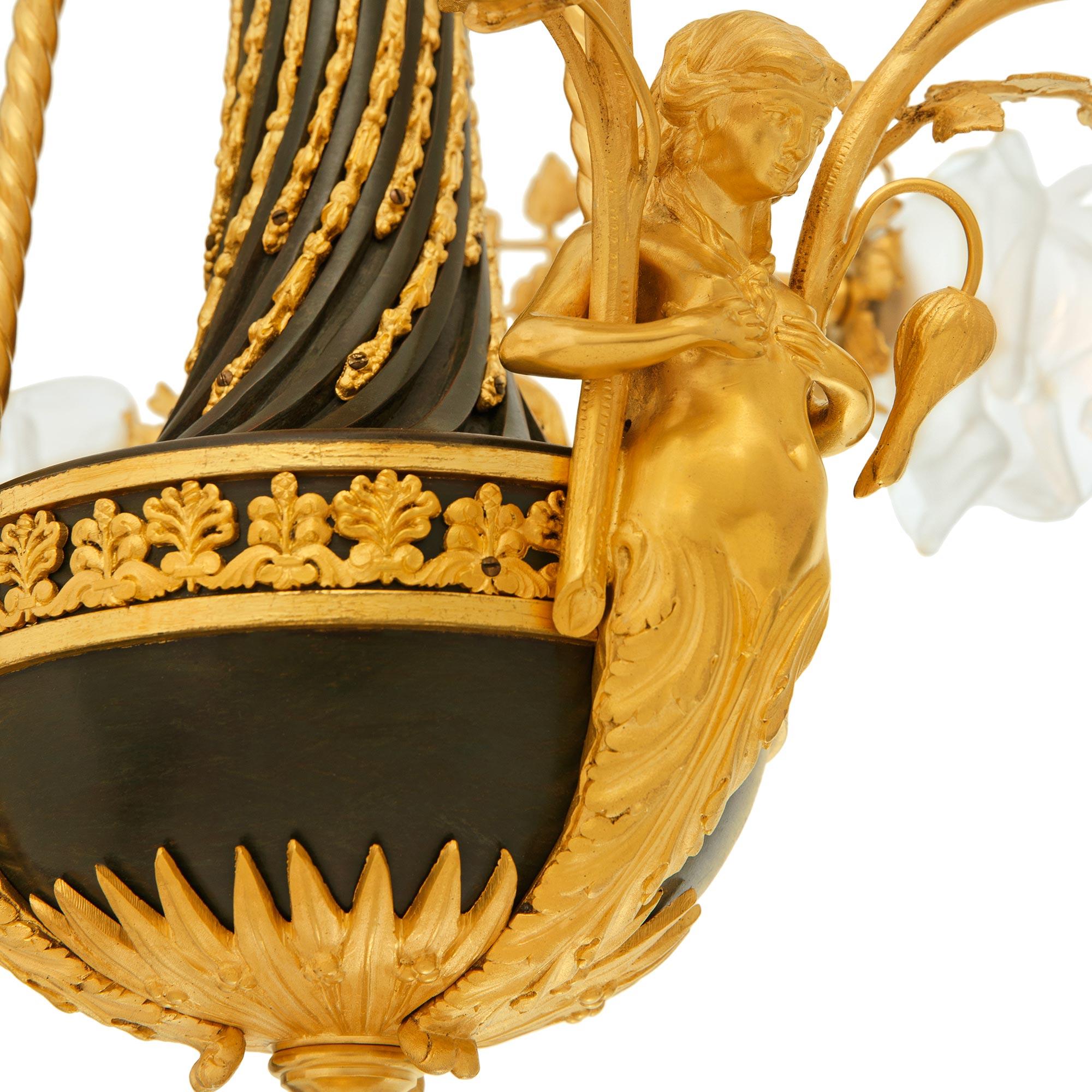 Bronzo Lampadario francese del XIX secolo del periodo Belle Epoque in bronzo e Ormolu in vendita