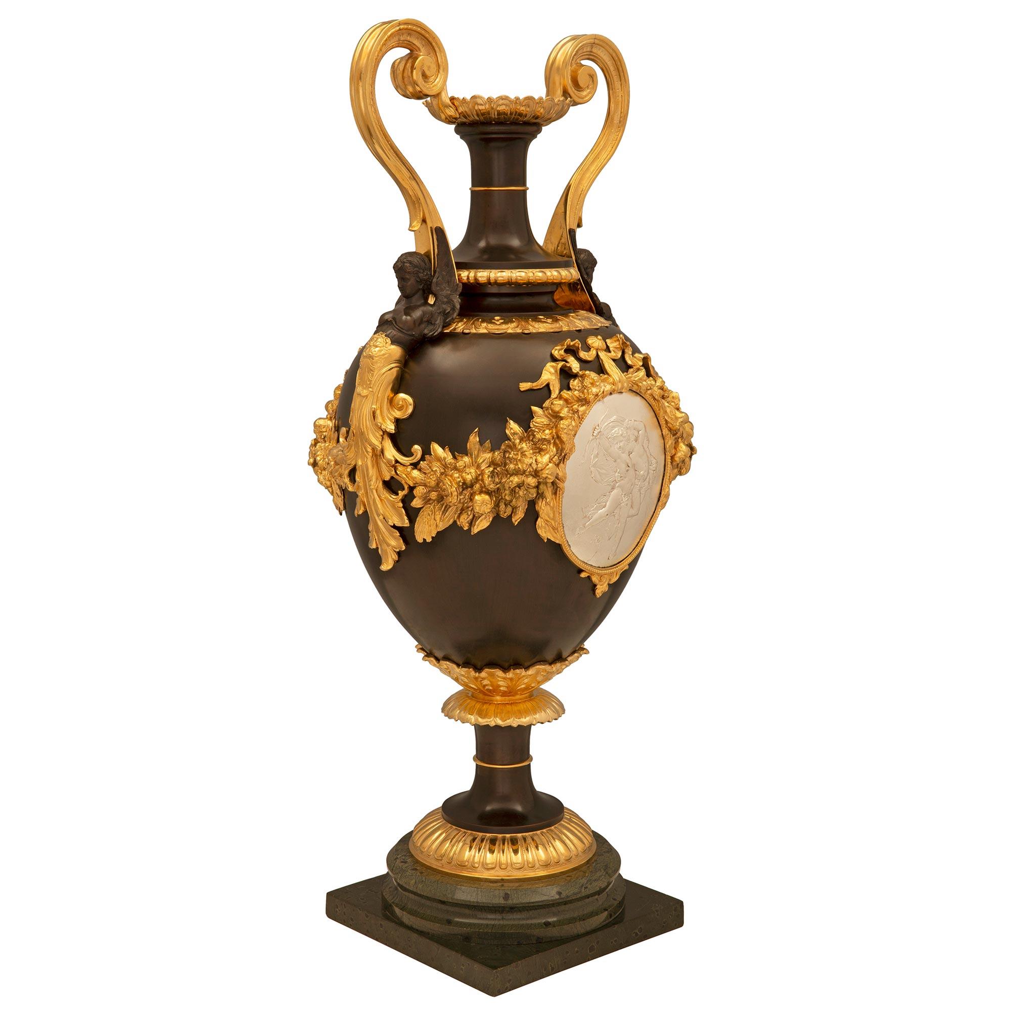 Louis XVI French, 19th Century, Belle Époque Period Bronze and Ormolu Urn For Sale