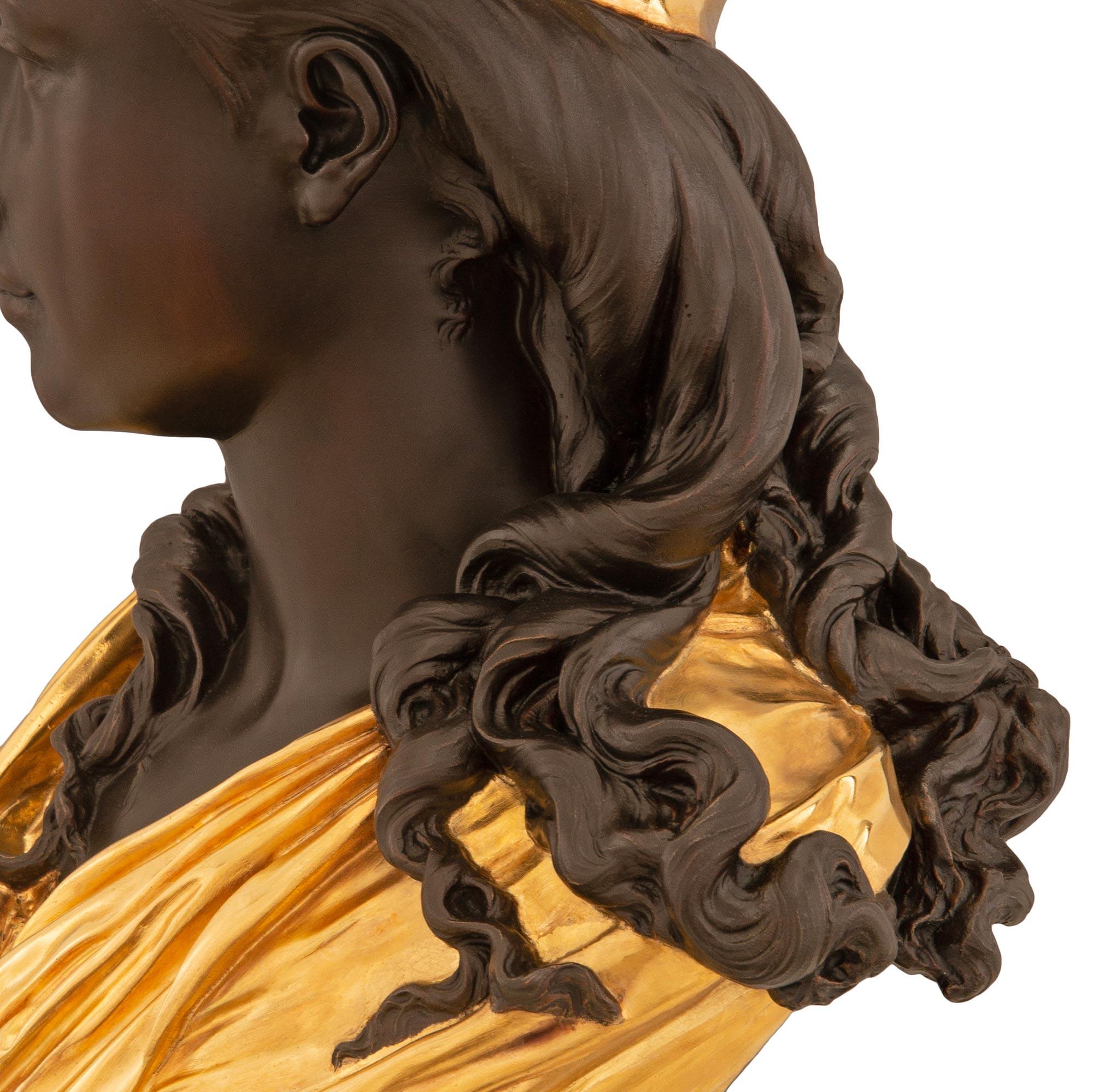 Bronze Buste en bronze, marbre et bronze doré d'époque Belle Époque du XIXe siècle en vente