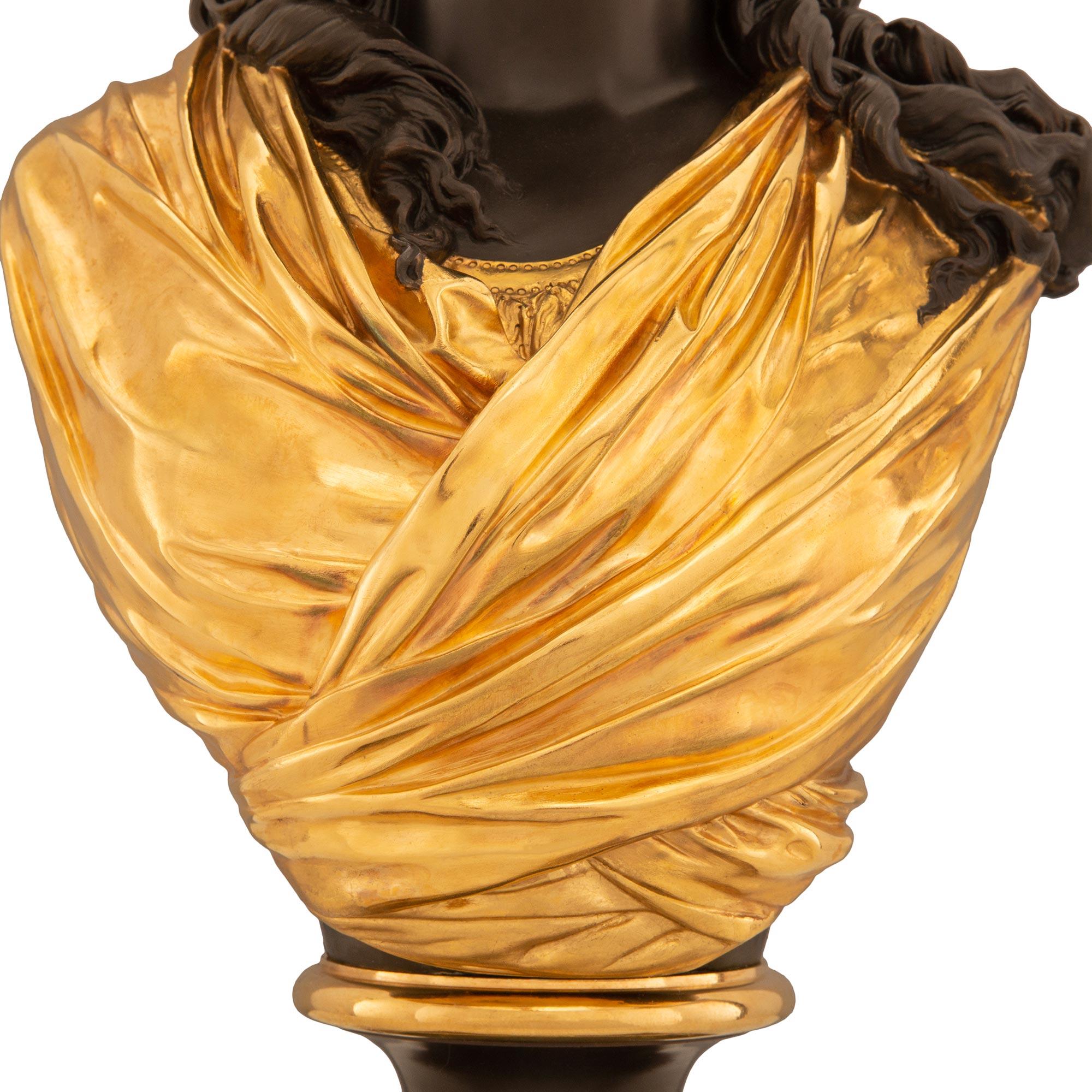 French 19th Century Belle Époque Period Bronze, Marble, and Ormolu Bust For Sale 3