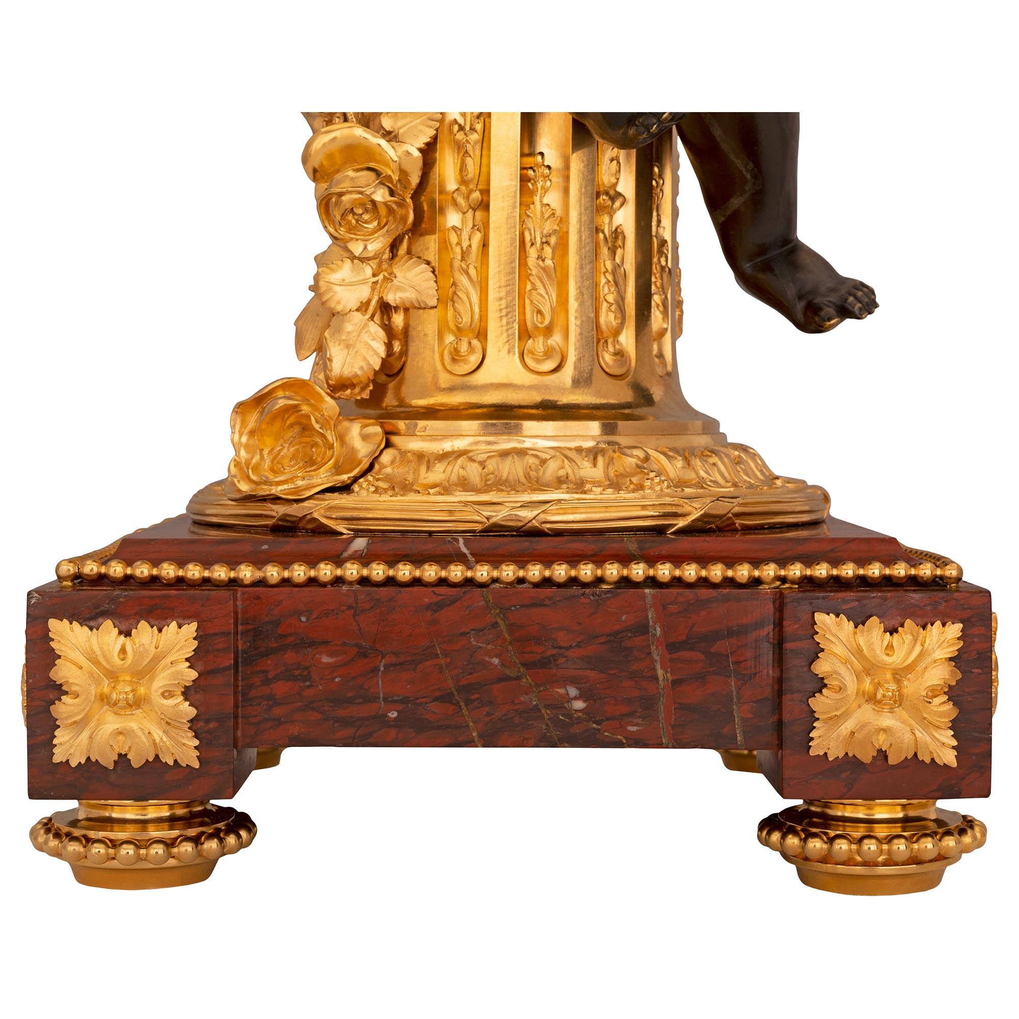 French 19th Century Belle Époque Period Bronze, Ormolu and Marble Clock For Sale 6