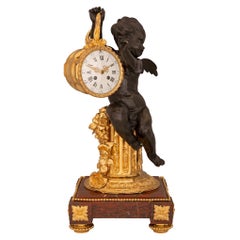 Orologio francese del XIX secolo del periodo Belle Époque in bronzo, ormolu e marmo