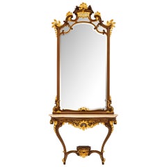 French 19th Century Belle Époque Period Console And Mirror Attributed To Linke