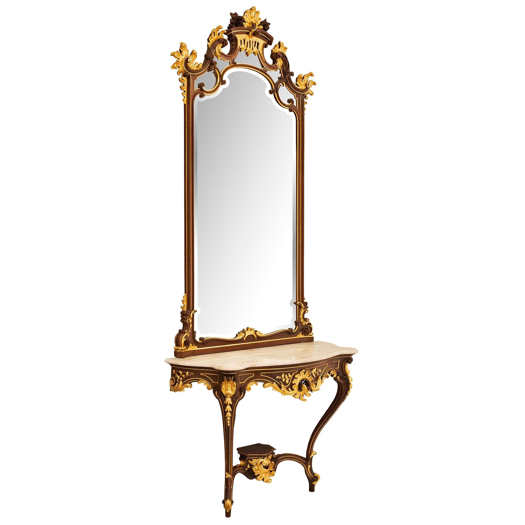 Konsole und Spiegel aus der Belle Poque-Periode des 19. Jahrhunderts, Linke zugeschrieben (Louis XVI.) im Angebot