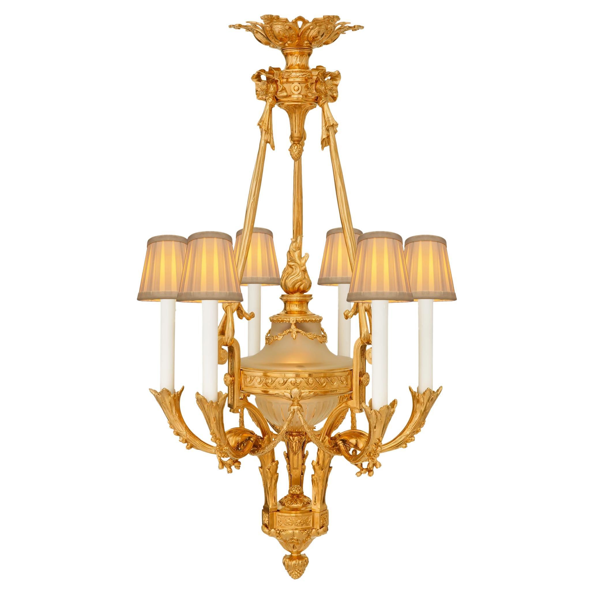 French 19th century Belle Epoque Period Crystal and Ormolu chandelier