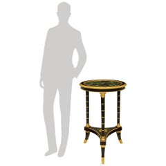 French 19th century Belle Epoque Period Ebony, Ormolu, and Marble side table