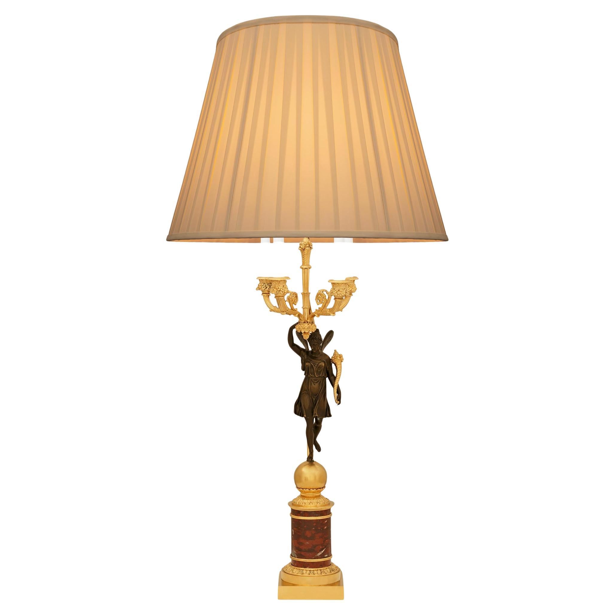 French 19th century Belle Epoque Period Empire st. Bronze and Ormolu lamp