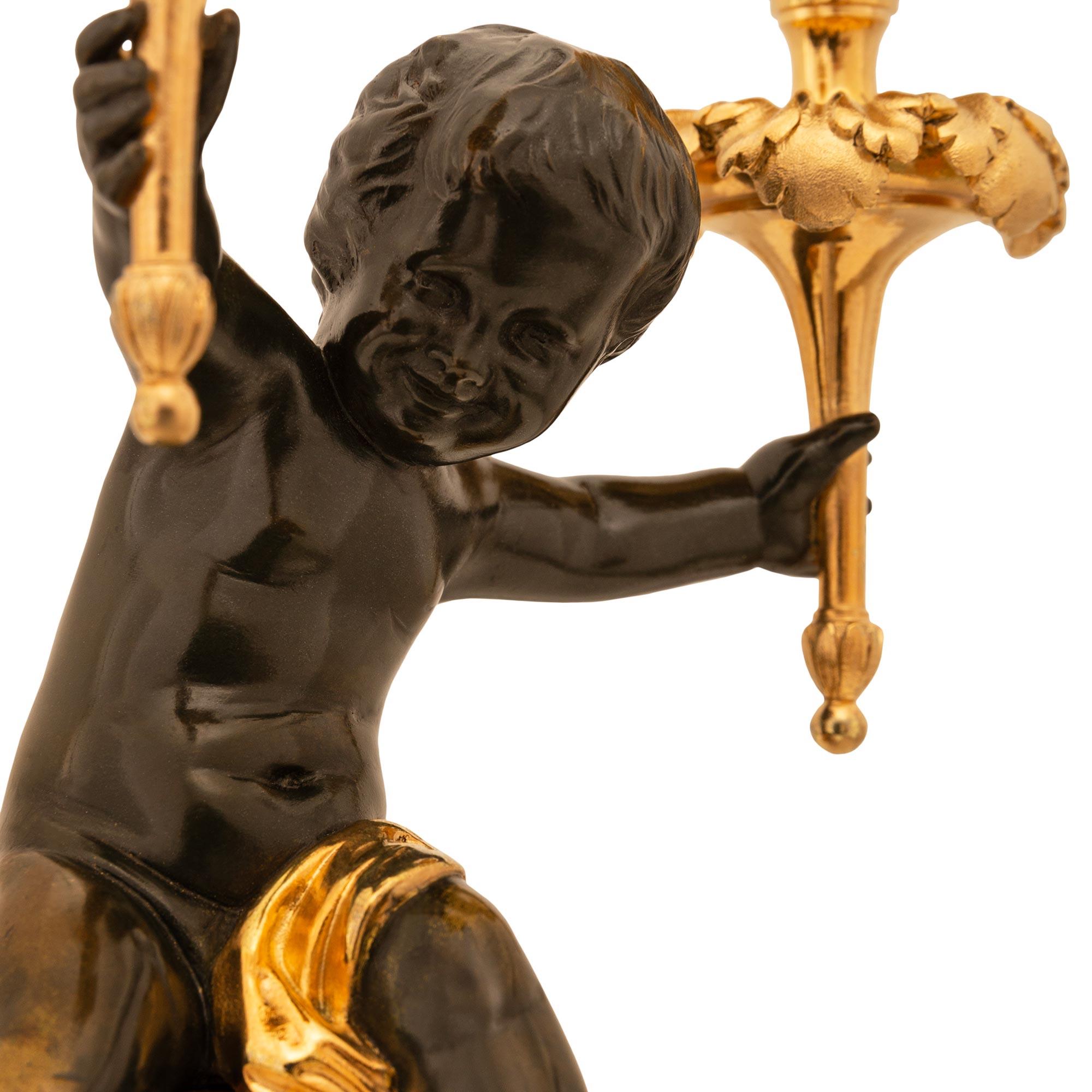 French 19th century Belle Époque period Louis XVI st. marble, Ormolu candelabras For Sale 1