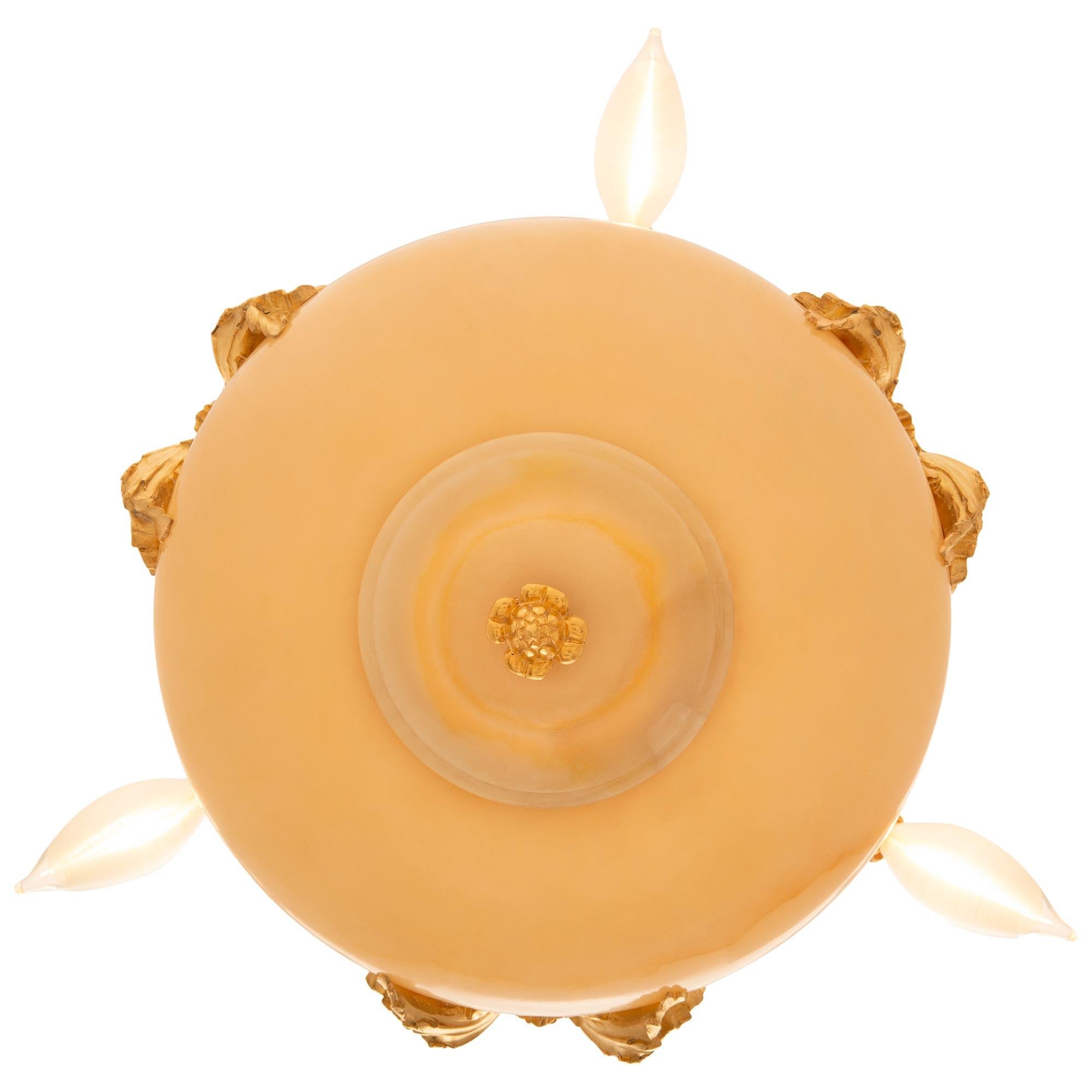 Lampadario in onice e ormolo francese del XIX secolo, periodo Belle Époque, Luigi XVI secolo in vendita 5