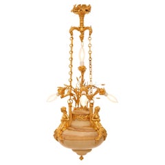 French 19th century Belle Époque Period Louis XVI st. Onyx and Ormolu chandelier