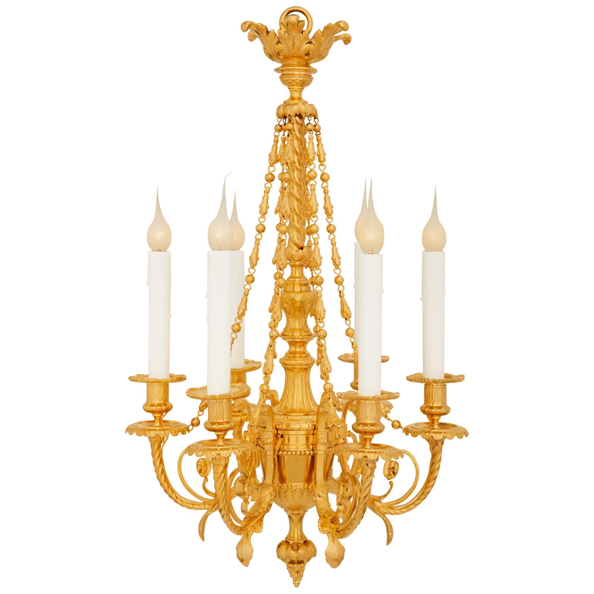 Lámpara de araña de Ormolu francesa del siglo XIX Periodo Belle Epoque Luis XVI Belle Époque en venta