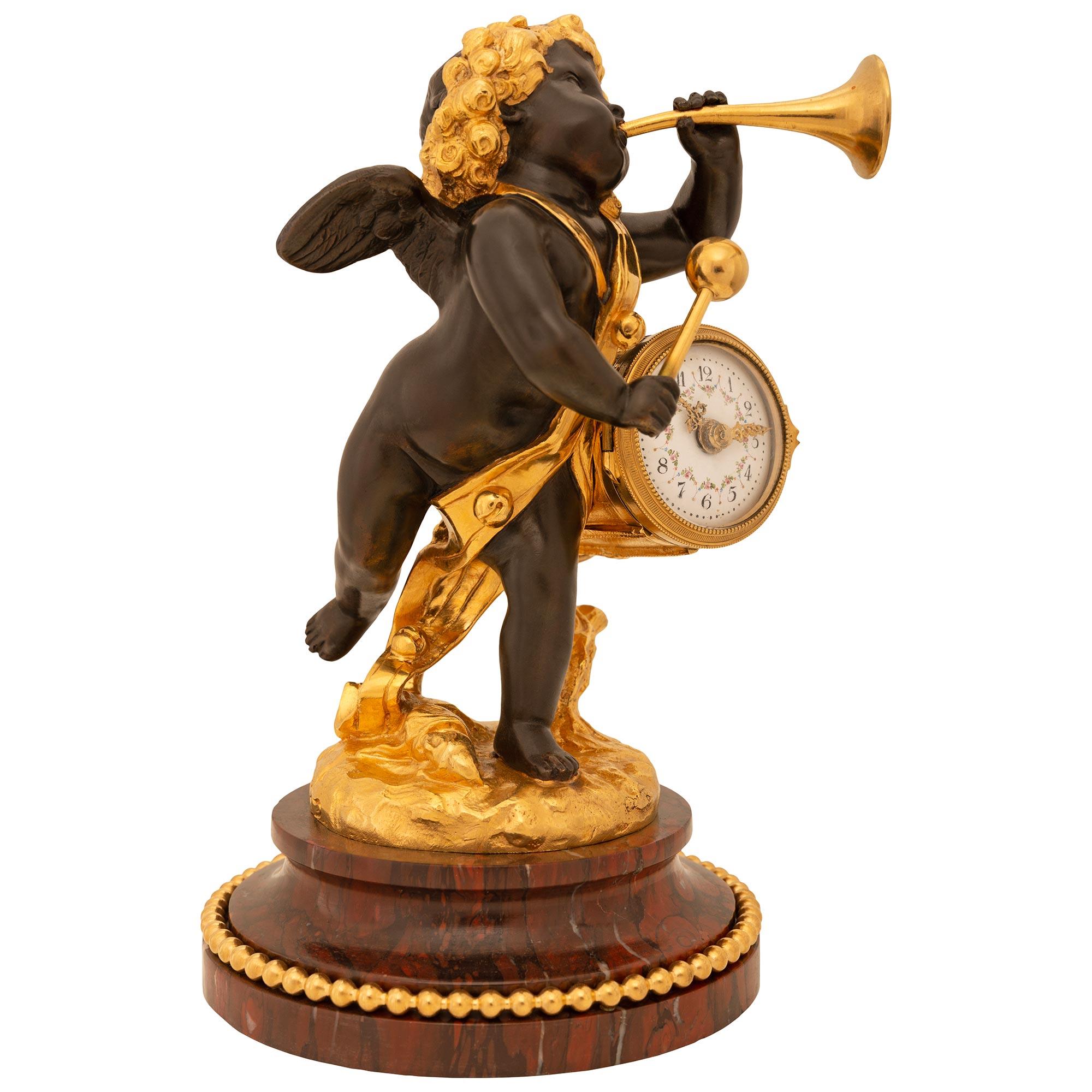 Patinated French 19th century Belle Époque period Louis XVI st. patinated Bronze, clock For Sale