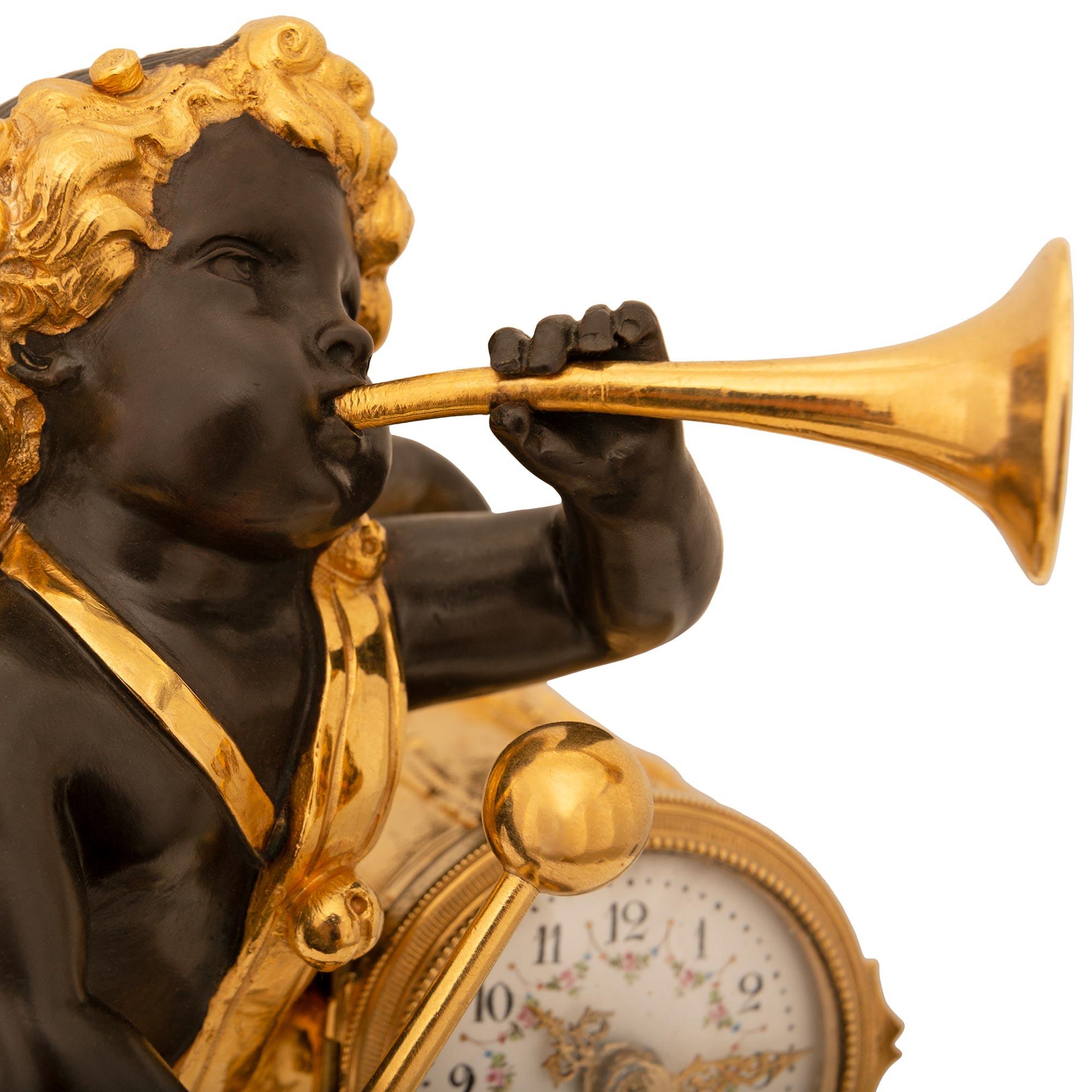 19th Century French 19th century Belle Époque period Louis XVI st. patinated Bronze, clock For Sale
