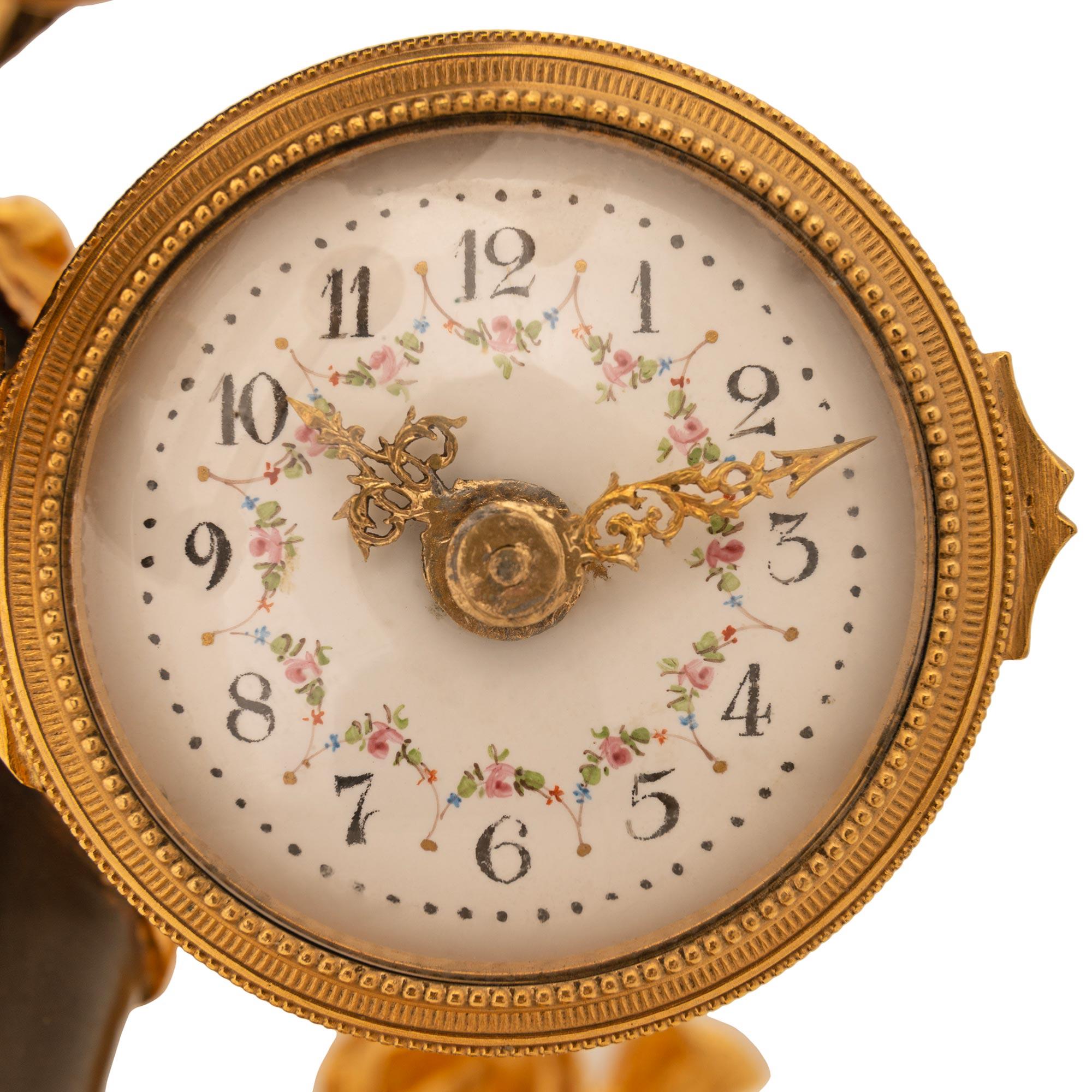 French 19th century Belle Époque period Louis XVI st. patinated Bronze, clock For Sale 1
