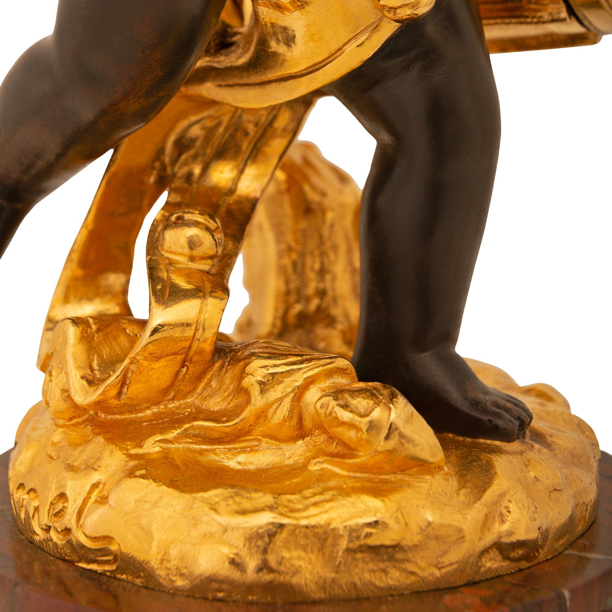 French 19th century Belle Époque period Louis XVI st. patinated Bronze, clock For Sale 4