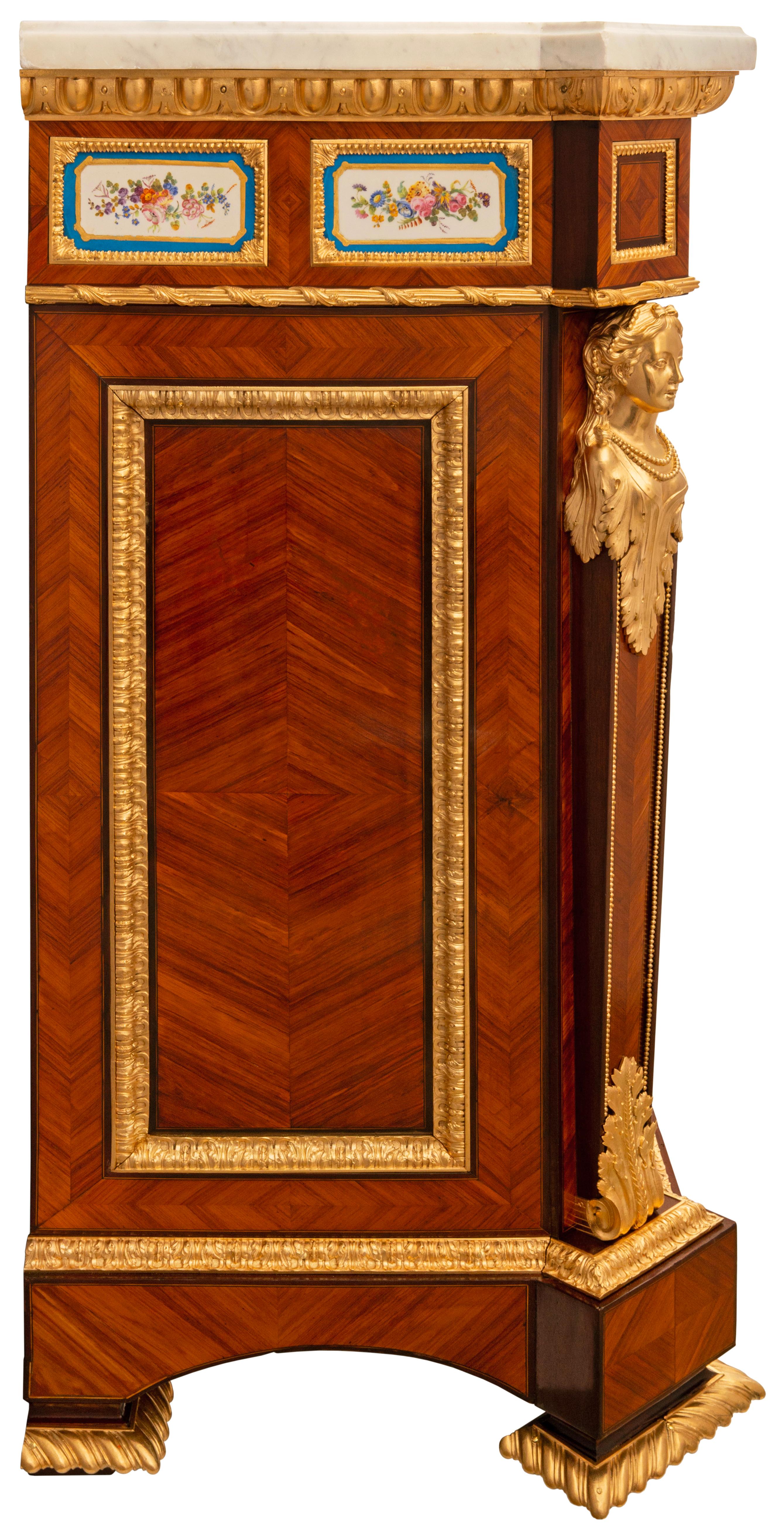 Porcelain French 19th century Belle Époque period Louis XVI st. white Carrara cabinet For Sale