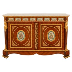 French 19th century Belle Époque period Louis XVI st. white Carrara cabinet
